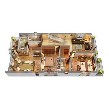 3D Floor Plan Rendering Services for Residential Unit Apartment