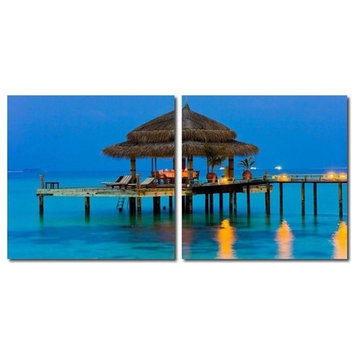Baxton Dinner in The Tropics Mounted Print Diptych in Multicolor