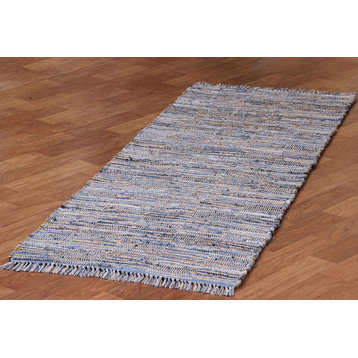 Earth First Blue Jeans Checkers Rug, 2.5'x8' Runner