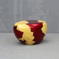 Pebble Side Table Red and Yellow Finish 70cm x 48cm x 40cm - Decorative Objects And Figurines