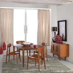 Cona Rectangular Maple Dining Table with Strata Texture Top in Wheat Finish - Products