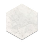 6" Hexagon Honed Carrara White Marble Venato Carrera Bianco Tile, 100 piece