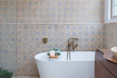 Balinese Design Bathroom with gorgeous tile