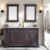 Preston 61" Aged Chocolate Vanity White Carrara Marble Countertop,Double Sinks