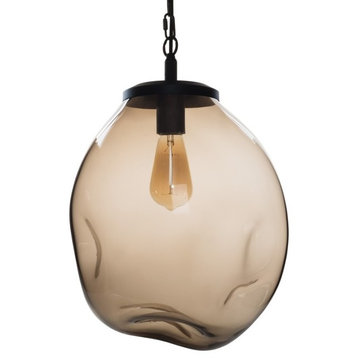 Pendant Light Handblown Glass Contemporary Hanging Light, Brown,16"