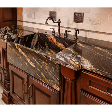 Magma Gold Granite Kitchen Counters with Miter edge
