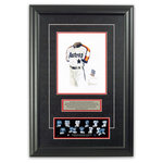 Heritage Sports Art - Original Art of the MLB 1990 Houston Astros Uniform - This beautifully framed piece features an original piece of watercolor artwork glass-framed in an attractive two inch wide black resin frame with a double mat. The outer dimensions of the framed piece are approximately 17" wide x 24.5" high, although the exact size will vary according to the size of the original piece of art. At the core of the framed piece is the actual piece of original artwork as painted by the artist on textured 100% rag, water-marked watercolor paper. In many cases the original artwork has handwritten notes in pencil from the artist. Simply put, this is beautiful, one-of-a-kind artwork. The outer mat is a rich textured black acid-free mat with a decorative inset white v-groove, while the inner mat is a complimentary colored acid-free mat reflecting one of the team's primary colors. The image of this framed piece shows the mat color that we use (Red). Beneath the artwork is a silver plate with black text describing the original artwork. The text for this piece will read: This original, one-of-a-kind watercolor painting of the 1990 Houston Astros uniform is the original artwork that was used in the creation of this Houston Astros uniform evolution print and tens of thousands of other Houston Astros products that have been sold across North America. This original piece of art was painted by artist Nola McConnan for Maple Leaf Productions Ltd. Beneath the silver plate is a 3" x 9" reproduction of a well known, best-selling print that celebrates the history of the team. The print beautifully illustrates the chronological evolution of the team's uniform and shows you how the original art was used in the creation of this print. If you look closely, you will see that the print features the actual artwork being offered for sale. The piece is framed with an extremely high quality framing glass. We have used this glass style for many years with excellent results. We package every piece very carefully in a double layer of bubble wrap and a rigid double-wall cardboard package to avoid breakage at any point during the shipping process, but if damage does occur, we will gladly repair, replace or refund. Please note that all of our products come with a 90 day 100% satisfaction guarantee. Each framed piece also comes with a two page letter signed by Scott Sillcox describing the history behind the art. If there was an extra-special story about your piece of art, that story will be included in the letter. When you receive your framed piece, you should find the letter lightly attached to the front of the framed piece. If you have any questions, at any time, about the actual artwork or about any of the artist's handwritten notes on the artwork, I would love to tell you about them. After placing your order, please click the "Contact Seller" button to message me and I will tell you everything I can about your original piece of art. The artists and I spent well over ten years of our lives creating these pieces of original artwork, and in many cases there are stories I can tell you about your actual piece of artwork that might add an extra element of interest in your one-of-a-kind purchase.