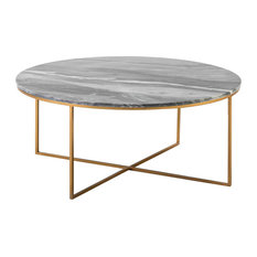 Round Black Marble Coffee Table With Gold Frame