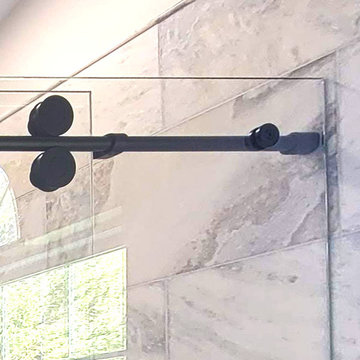 Frameless Sliding Shower Door System with Matte Black Hardware