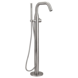HelixBath Ouzoud Freestanding Modern Tub Faucet, Chrome With Hand Shower -  Contemporary - Tub And Shower Faucet Sets - by Kardiel | Houzz