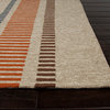 Indoor-Outdoor Stripe Pattern Polypropylene Ivory/Orange Area Rug (2 x 3)