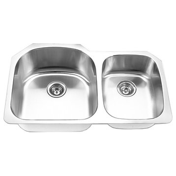 Yosemite Home Decor 9"x33.75" Stainless Steel Undermount Double Bowl in Silver
