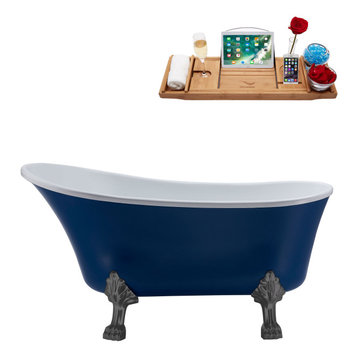 55" Streamline NAA370BGM-IN-CH Clawfoot Tub and Tray With Internal Drain