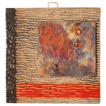 Raphael Handmade Clay And Copper Decorative Tile, 4"