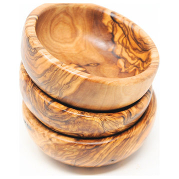Handcrafted 3" Olive Wood Mini Spice Bowl Set