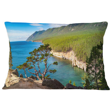 Lake Baikal on Summer Day Landscape Printed Throw Pillow, 12"x20"
