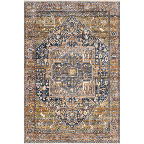 Nuloom Ehtel Medallion Fringe Traditional Area Rug, Rust 3'x5'
