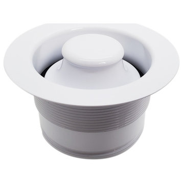 Ez-Mount Style Disposal Flange And Stopper In Polished Brass, Powder Coated White