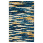 RugSmith - Blue Slash Ikat Modern Bohemian Area Rug, 5'6"x8'6" - Add a modern twist to your room with this new area rug. The Blue 5'6" x 8'6" Slash Ikat area rug is machine tufted with 100% nylon in India. Using a special printing and washing technique, this rug has the authentic look of a traditional wool rug at a far more affordable price. Due to the durable materials used in the construction process, this rug will have no shedding and is ideal for high foot traffic areas. The backside of this wonderful area rug is covered with half melanged cotton fabric for long lasting usability. With the help of our skilled artisans, the edges are hadn finished, adding a beautiful handmade touch to this area rug. Whether your home decor is Modern, Contemporary, Mid-Century, or Boho, this rug will complete your home!