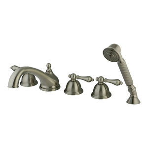 5 Pc Roman Tub Filler With Hand Shower In Brushed Nickel