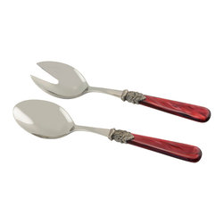 Arvind Group - Napoleon Salad Tossers, Set of 2, Bordeaux - Serving Utensils
