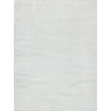 Luxe Shag Power-loomed Polyester/Microfiber Ivory Area Rug, 4'x6'