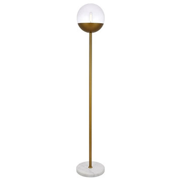 Living District Eclipse 1-Light Metal & Glass Floor Lamp in Brass/Clear