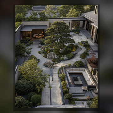 A Contemporary Zen Courtyard Organized Around an Old Pine
