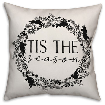 Tis the Season Wreath 16"x16" Indoor / Outdoor Throw Pillow