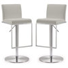 Home Square Amalfi 32.5" Fabric & Stainless Steel Barstool in Gray - Set of 2