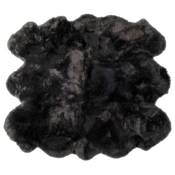 New Zealand Sexto Sheepskin Rug 5'x6' Grey, Black