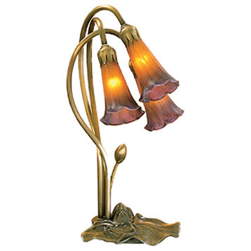 Meyda Lighting 16'H Amber/Purple Pond Lily 3 Lt Accent Lamp