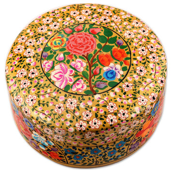 Novica Handmade Kashmir Blooms Papier Mache Decorative Box