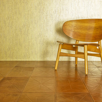 Bespoke embossed leather flooring with finest English vegetable tanned leather.