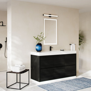 Boutique Bath Vanity, Black, 60", Single Sink, Freestanding