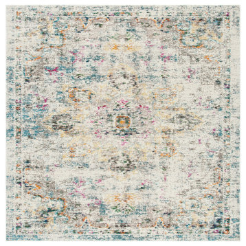 Madison Mad473F Vintage Distressed Rug, Gray and Gold, 10'0"x10'0" Square