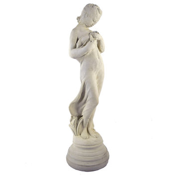 Vintage European-Style 'Gentle Grace' Girl Cast Stone Garden Statue
