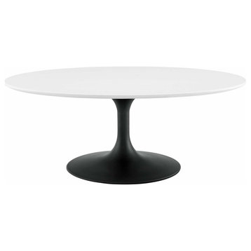 Lippa 42" Oval-Shaped Wood Coffee Table Black White