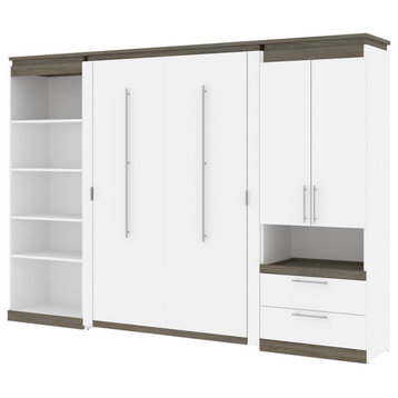 Atlin Designs 118" Full Murphy Bed with Multifunctional Storage in White