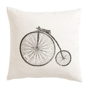 Block-Printed Antique Bicycle Pillow
