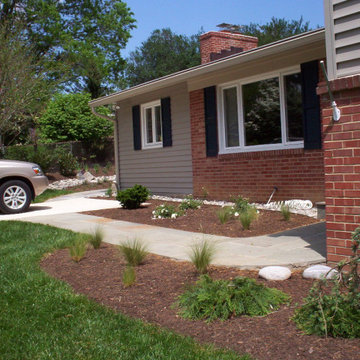 Silver Spring foundation planting and dry creek bed
