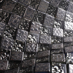 Glossy Dark Silver Raindrop Modern Square Glass Mosaic Tiles - Home Accessories & Decor