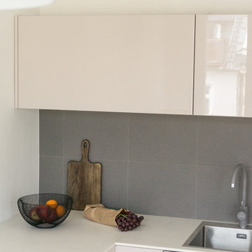 Kitchen from a Top Angle – Corian Worktop, Lamp & Kitchen Colours Matching Detai
