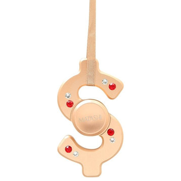 Rose Gold Plated Hanging Christmas Tree Dollar Sign Spinner Ornament