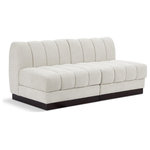 Meridian Furniture - Quinn Chenille Upholstered 2-Piece Modular Sofa, Cream - The Quinn Modular Sofa is a stunning piece crafted in a rich and luxurious cream chenille fabric. Its awe-inspiring design and exceptional quality make it a perfect addition to any space, whether it's a living room, bedroom, or office. The sofa's plush cushioning and sturdy frame provide both comfort and durability, ensuring that it will be a favorite for years to come. Whether you're looking for a statement piece or simply a comfortable seating option, the Quinn sofa is an excellent choice.