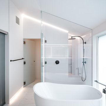 Glass Reaching to the Sloped Ceiling
