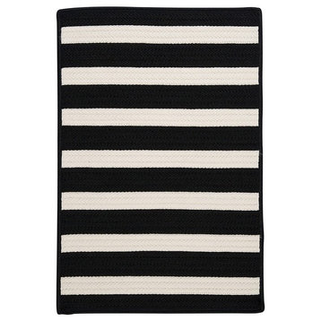 Stripe It Rug, Black White, 6' Square