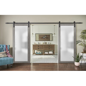 Planum 2102 Double Barn Doors 84 x 84, Ginger Ash and Hardware 13FT