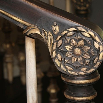 Grand hand-carved wooden staircase