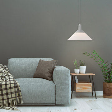 Novogratz x Globe Ursa 1-Light Pendant, Frosted Shade, Matte Gray Canopy and Acc